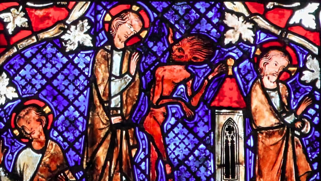 Temptation of Christ Stained Glass for Lent