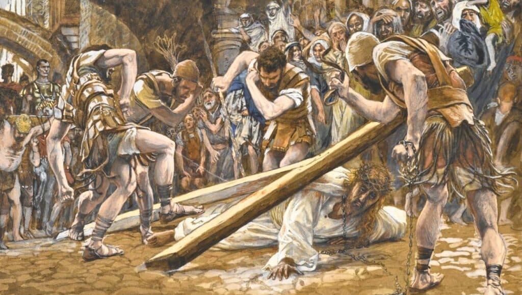 Jesus Falls under the Cross from The Life of Our Lord Jesus Christ (1886-1894) by James Tissot.