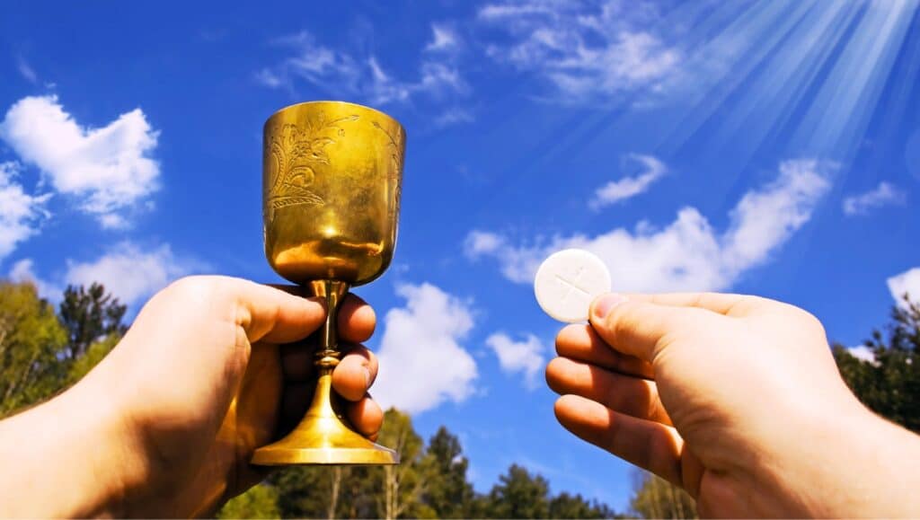 Outdoor communion. For "The Church Offers what the Culture Can't"