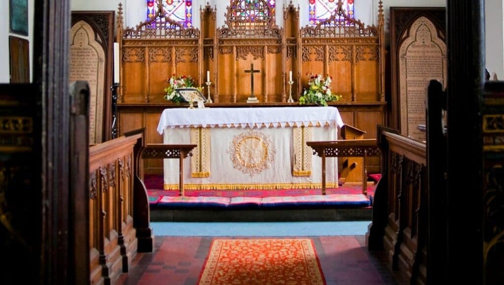 English parish church chancel. By whitemay from Getty Images Signature. For Bowing.