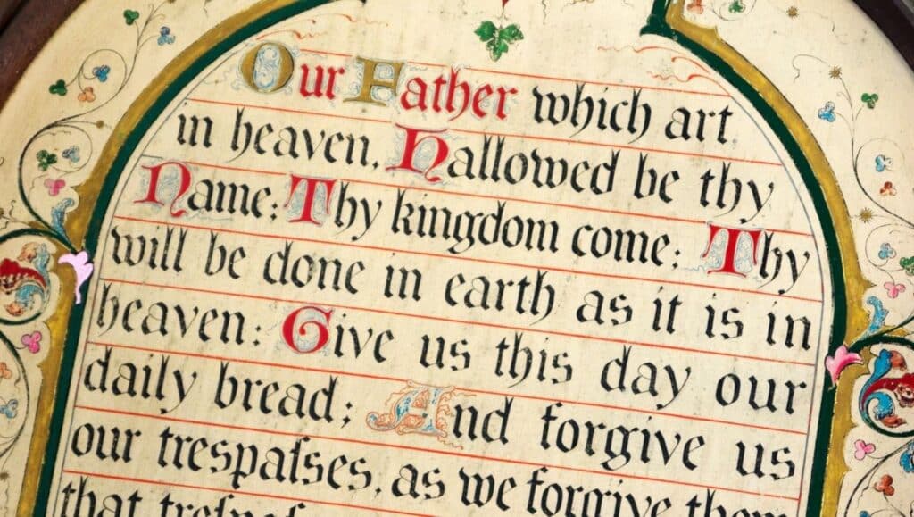 Lord's Prayer in a church. By whitemay from Getty Images.