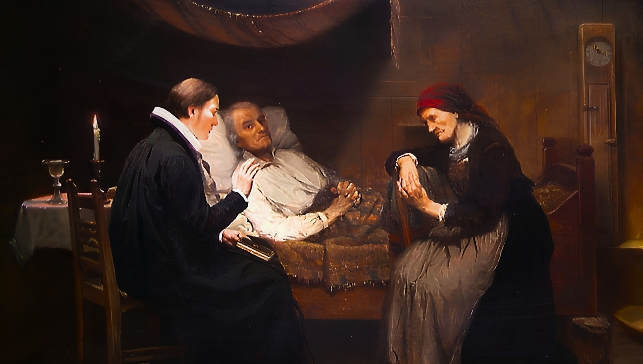 At the Death Bed Adolf Tidemand
